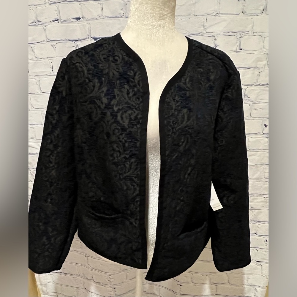 Old Navy Women's Long Sleeve Open Jacket Embroidered Black & Blue Size XL
